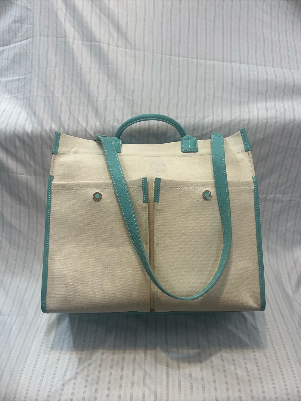 Tiffany & Co. Jitney Cream Canvas Tote with Shoulder Strap - Picture 2 of 14